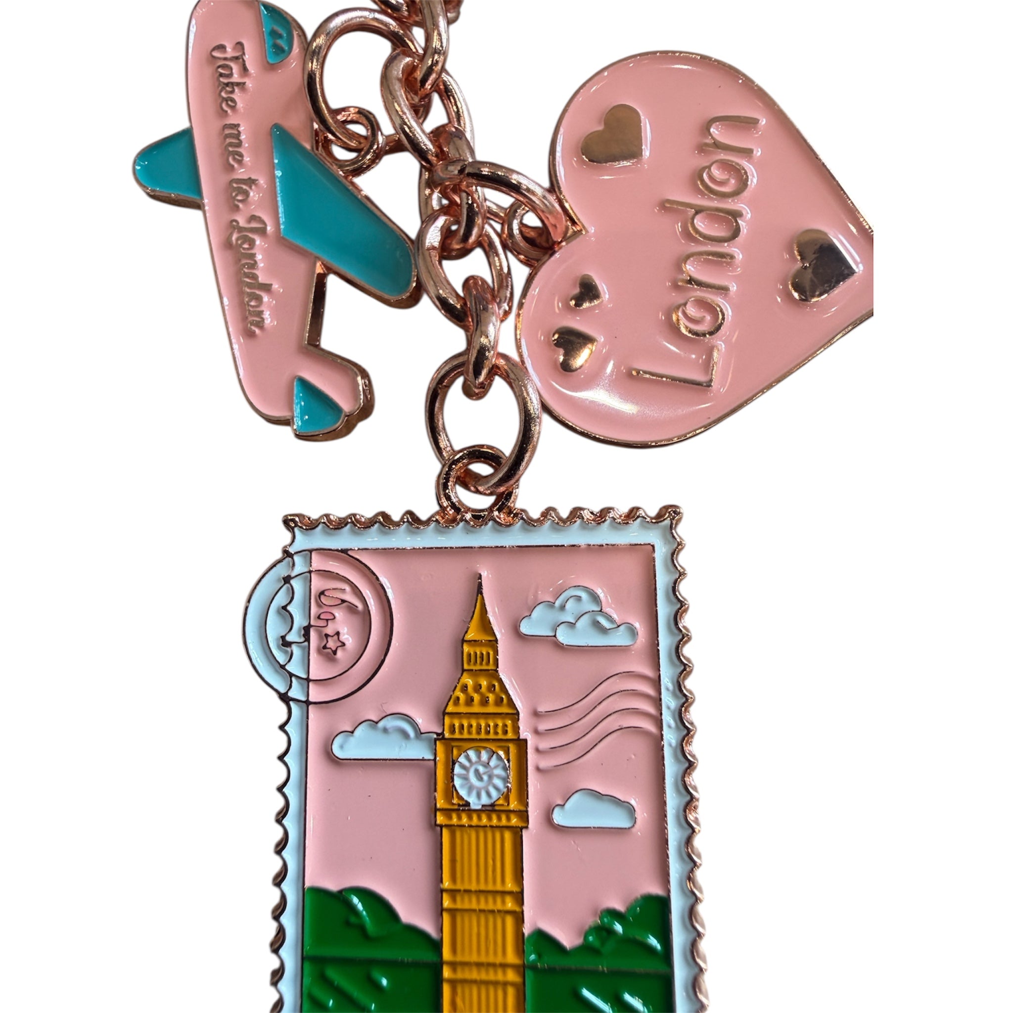 London Charm Keychain In Travel Theme